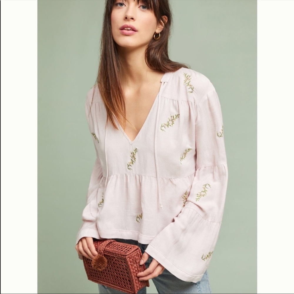 McGuire Floral Embroidered Long Sleeve Blouse